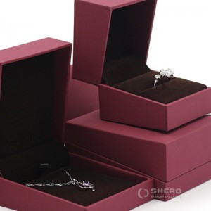 Emas Merah Muda Kulit Kertas Kotak Perhiasan Kotak Cincin Kemasan Perhiasan Liontin Bangle Kalung Grosir Kotak Kemasan Perhiasan