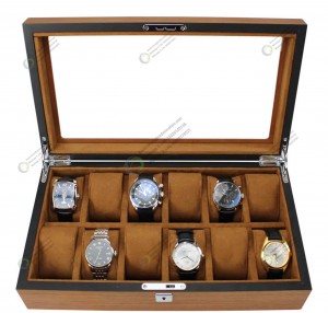 Hoogwaardige houten horlogedozen met slot, houten horloges en glazen dekseldoos