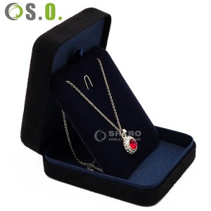 Caja de regalo de joyería de ante, embalaje de joyería de terciopelo de lujo, color negro y hierro de alta calidad, collar, pulsera, anillo