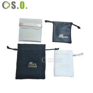 Wholesale Custom Logo Black Flannel Velvet Pouch Gift Drawstring Bag Packaging Velvet Jewelry Pouch