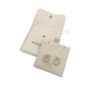 Bolsa de joias personalizada de luxo embalagem com aba de microfibra envelope colar pulseira bolsa de joias