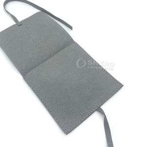 Jewellery Pouch Bag Microfiber Suede Velvet Earring Necklace Snap Button Jewelry Pouch Packaging