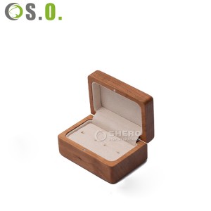 Wooden Double Ring Box Luxury Walnut Wedding Jewelry Storage Box Earring Box