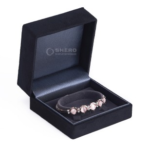 Portagioie in velluto nero di alta qualità per orecchini pendenti ad anello