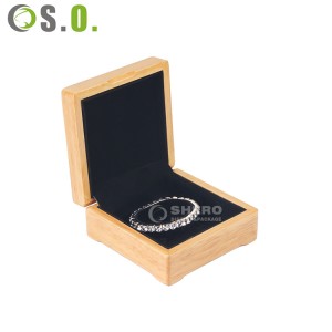 Custom Logo Elegant Luxury Jewelry Pendant Bangle Box Black Inside Wood Jewelry box Ring Box