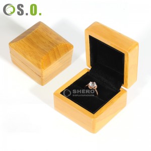 Caixa de embalagem de jóias de veludo de madeira maciça vintage personalizada de luxo de alta qualidade