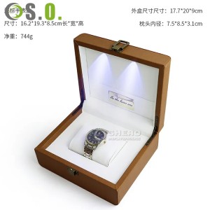Kotak jam tangan mewah Kulit Pu Desain unik Hot Sale Square Custom Luxury Watch Box Dengan Lampu Led
