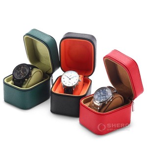 Kotak jam tangan penyimpanan kemasan hadiah tunggal khusus untuk kotak jam tangan kulit pu mewah portabel perjalanan pria