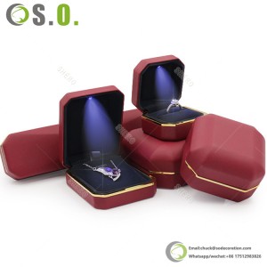 Boîte d'emballage de bijoux cadeaux de couleurs personnalisées avec lumière LED pour collier, bracelet, bagues, vente en gros
