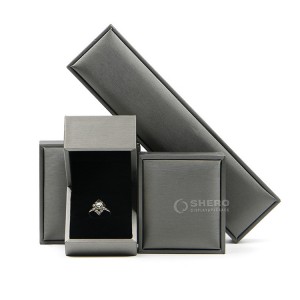 Caja de embalaje de joyería de cuero cepillado de lujo con logotipo, anillo, collar, joyería