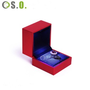 Custom Logo Black Engagement Ring Pendant Earring Box With Led Light