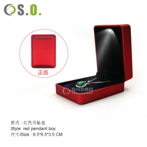 Kotak Perhiasan Mewah China Logo Kustom Kotak Kemasan Perhiasan kulit Pu dengan lampu LED