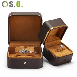 Креативная шкатулка для драгоценностей из искусственной кожи с золотым краем, обручальное кольцо, кулон, браслет, ожерелье, упаковочная коробка для браслета, подарочная коробка для хранения