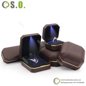 Caixa de embalagem de joias de presente com cores personalizadas com luz LED para anéis de pulseira de colar atacado