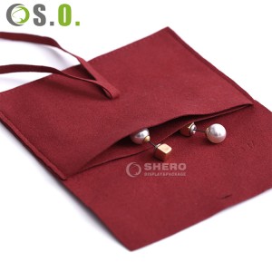Bolsa de joyería de microfibra con impresión personalizada, sobre, paquete, pendientes, anillos