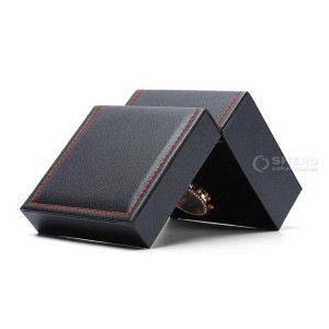 Boîte de montre en cuir PU noir, grand carré de luxe de meilleure qualité, Logo personnalisé et couleur, cadeau