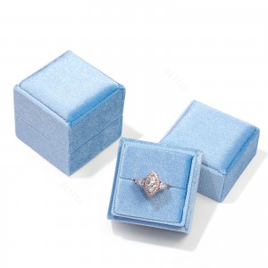 Kotak pembungkusan barang kemas berlian jualan panas kotak cincin mesra alam kotak cincin tersuai kotak perhiasan baldu pek persegi
