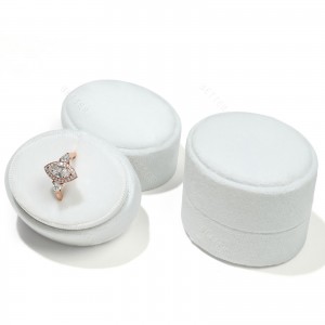 Tinh tế Handmade tùy chỉnh nhỏ vỏ nhẫn bông tai nhung du lịch tròn màu hồng hộp đựng trang sức có ruy băng