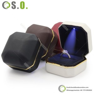 Hadiah Warna Tersuai Kotak pembungkusan barang kemas dengan Lampu LED untuk Kalung gelang Cincin borong