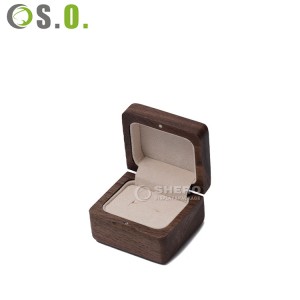 Wooden Double Ring Box Luxury Walnut Wedding Jewelry Storage Box Earring Box