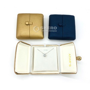 Pabrik Penjualan Terbaik Cincin Terbuka Ganda Kotak Kulit Perhiasan Logo Kustom Cincin Erring Liontin Kotak Kulit PU