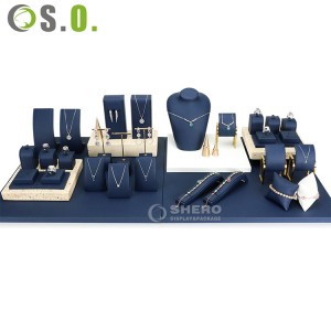 Set completo personalizzato per esposizione di gioielli, collana, mensola per gioielli, braccialetto, vetrina, set di esposizione in pelle scamosciata