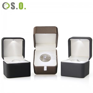 Custom gemstone ring ornaments storage led Magnifying glass insert jewelry display box packaging with boxes