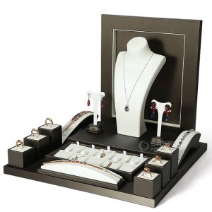 Conjunto de soporte de exhibición de ventana de busto de joyería, pulsera, anillo de diamantes de cuero Pu de lujo