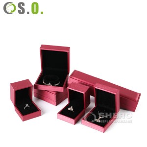 Venda quente promoção anel pingente caixas antigo vermelho couro pulseira caixa de jóias
