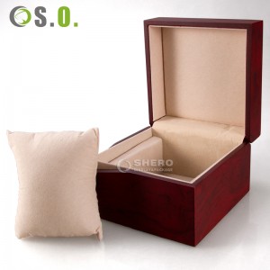 Оптовая продажа, роскошная коробка для часов из красного дерева с портативной подушкой, коробка-органайзер для часов из цельного дерева, специальный дизайн