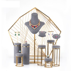 Loja vitrine conjunto de exibição de jóias de metal anel brincos colar pulseira conjuntos de suporte de exibição de jóias
