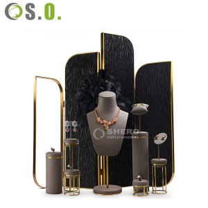 Nice Design Microfiber Suede Metal Background Jewelry store Display Props for Rings Earrings Jewelry