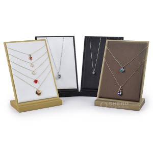 Base quadrada de metal quadro microfibra jóias cartão expositor rack pingente colar expositor jóias expositor