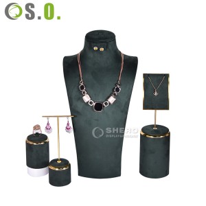 Espositore per gioielli con supporto per collana e braccialetto in microfibra di metallo di fascia alta