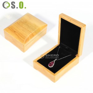 Caixa de embalagem de jóias de veludo de madeira maciça vintage personalizada de luxo de alta qualidade