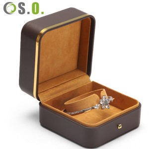 Kotak perhiasan kulit pu tepi emas kreatif cincin perkahwinan loket gelang kalung gelang pembungkusan kotak penyimpanan kotak hadiah