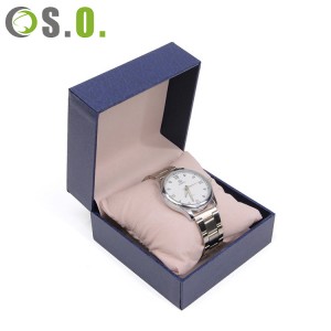 Caja de embalaje para reloj con almohada de terciopelo con acabado de cuero de la mejor calidad a la moda, cajas para relojes negras, rojas y azules