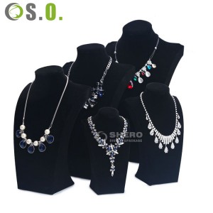 Black velvet necklace pendant chain jewellery Bust Display stand Black velvet Jewelry holder