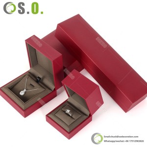 Simples clássico couro sintético papel único duplo anel pulseira brinco pingente caixa de jóias logotipo personalizado disponível caixa de embalagem