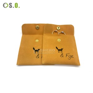 Custom Logo Printed Small Envelope Flap Package Pouch Luxury Microfiber Necklace Jewelry Bag