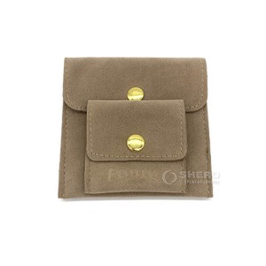 Velvet jewelry package pouch with embossed logo suede soft small jewelry pouch with button