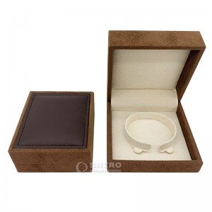La venta caliente crea la caja de lujo del collar del anillo del brazalete del cuero de la PU del paquete de la joyería del terciopelo marrón para requisitos particulares