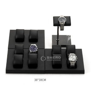 PU Leather luxury watch leatherette display stand rack case tray