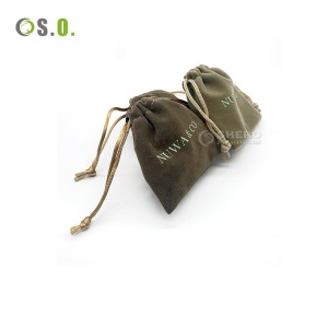 Saco de cordão de algodão com logotipo personalizado envolve bolsas de joias de veludo para embalagem