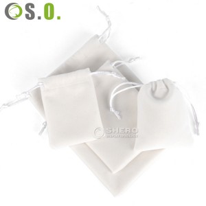 sacchetti per gioielli in velluto scamosciato verde menta di colore e dimensioni personalizzati all'ingrosso sacchetti di stoffa con coulisse per gioielli con logo del marchio stampato