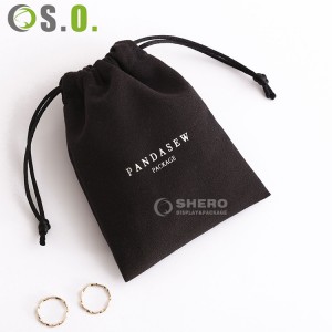 Bolsa de embalaje de regalo de joyería, bolsa de embalaje con cordón de algodón blanco de alta calidad con logotipo personalizado