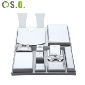 Wholesale PU Leather Ring Tray Grey And White Jewelry Display Earrings Display Props Jewelry Display Rack