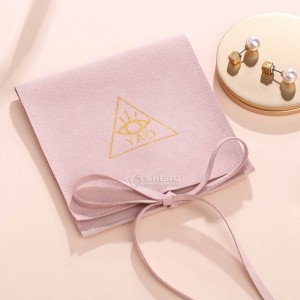 Bolso de lujo impreso logotipo personalizado de la joyería del collar de la microfibra de la pequeña bolsa del paquete de la aleta del sobre