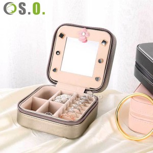 Factory Customized Pink New Products Hot Sale travel jewelry case brown travel jewelry case with mirror