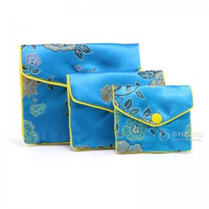 Aangepaste sieraden zijden portemonnee zakje geschenkzakken Chinese brokaat sieraden zakje rits envelop brokaat tas